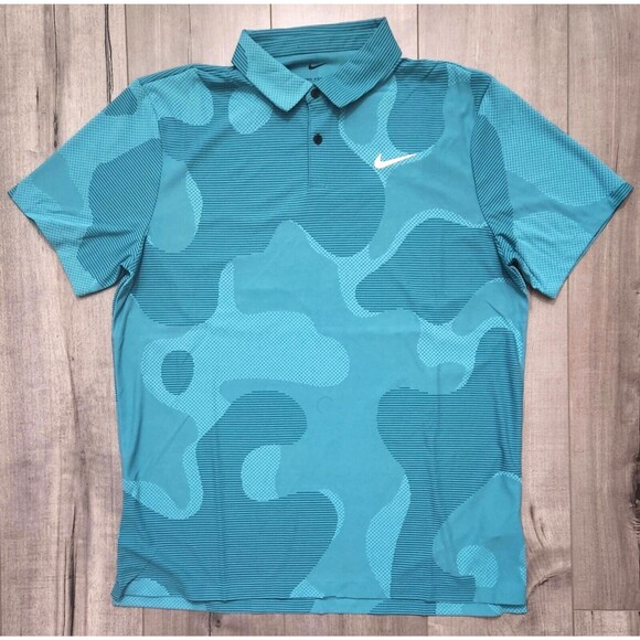 Nike Dri-Fit ADV Tour Camo Teal Polo Golf Shirt Men's XL textured NEW DR5312-381 - Picture 2 of 16